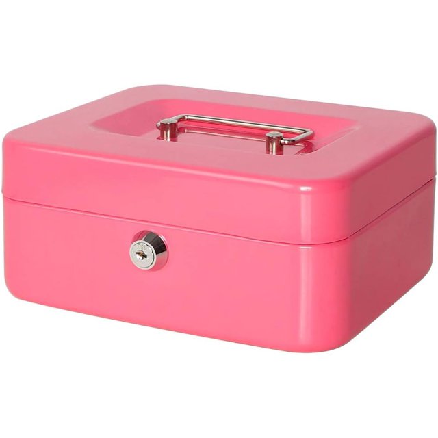 Locking Medium Steel Cash Box with Money Tray Lock Box