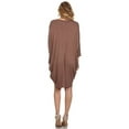 thumbnail image 4 of Women's Solid Casual Sexy Relax fit Dolman 3/4 Sleeve Side Draped Midi Dress, 4 of 5