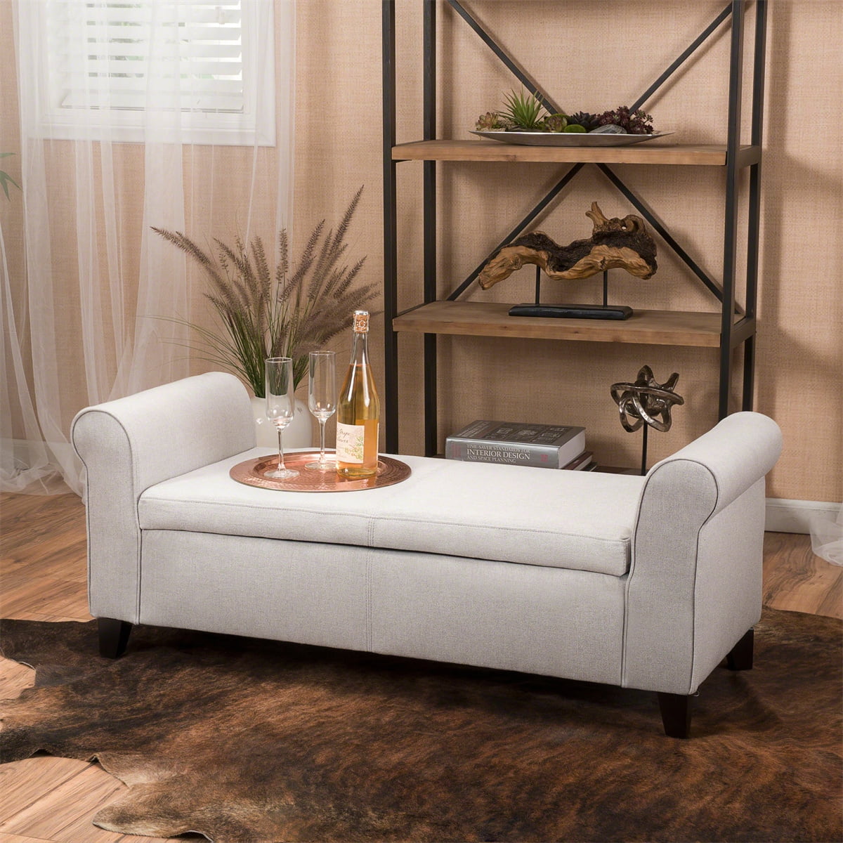 Kepooman Home Fabric Storage Bench, Ottoman Storage Chest with Arms for Home, Bedroom, Living Room, Light Grey Kepooman Home Fabric Storage Bench, Ottoman Storage Chest with Arms for Home, Bedroom, Living Room, Light Grey