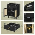 thumbnail image 6 of LEDREM Sideboard Cabinet with Rattan Doors & Drawers, Adjustable Shelf, Coffee Bar or Entryway Storage, Solid Wood Legs, Ebony Black, 6 of 7