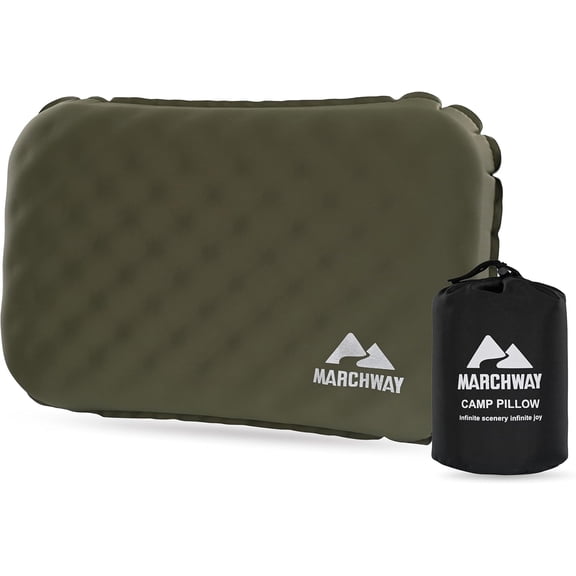 Inflatable Camping Pillow with Soft Foam Top & TPU Air Bladder, Dual-Sided Support for All-Season, Lightweight Compact Travel Pillow for Hiking, Backpacking, Airplane, Car (Green)