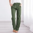 thumbnail image 2 of Plus Size Capris for Women 3x-4x Womens Palazzo Pants Casual Drawstring Flowy Pants Wide Leg Summer Beach Linen Trousers with Pockets, 2 of 6