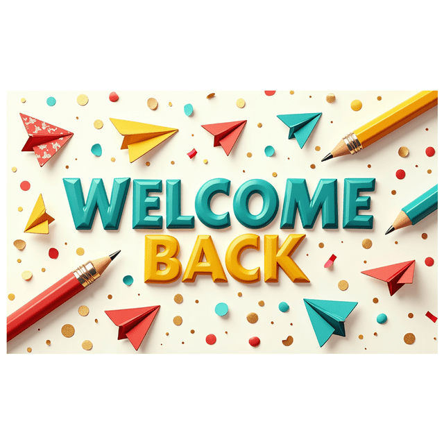 Welcome Back Banner for Office School Decorations with Balloons Colorful Pencils Party Supplies and Festive Backdrop for Event Celebration Classroom Decor