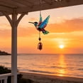 thumbnail image 5 of Stained Glass Hummingbird Wind Chime, Weatherproof Iron Metal Bell Hanging Suncatcher Ornament for Garden Patio Balcony Window Decor, 1 Pack, 5 of 6