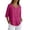 Hot Pink, variant on Shirt Women Solid Border Decor Casual 3/4 Sleeve Cotton Linen Loose Everyday Button Up Top
