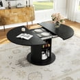 thumbnail image 6 of 47"–63" Extendable Round Dining Table with Storage Shelf Base, Converts to Oval Kitchen Table for 4–6, Modern Farmhouse, 6 of 9