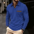thumbnail image 2 of Mens Shirts, Men's Casual Shirts Classic Long Sleeve Basic Button T-Shirt Lapel Lightweight Fall Golf Tops with Pocket Blue M, 2 of 8