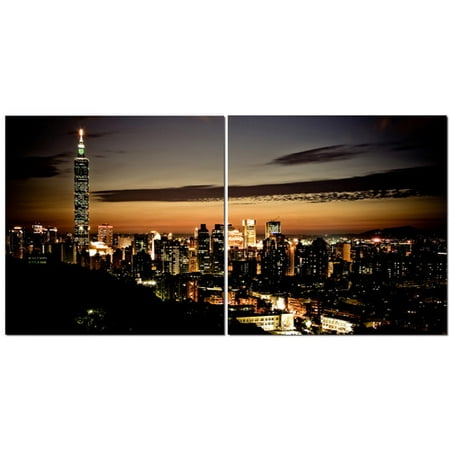 UPC 847321011144 product image for Taipei Skyline Mounted Print Diptych in Multicolor | upcitemdb.com