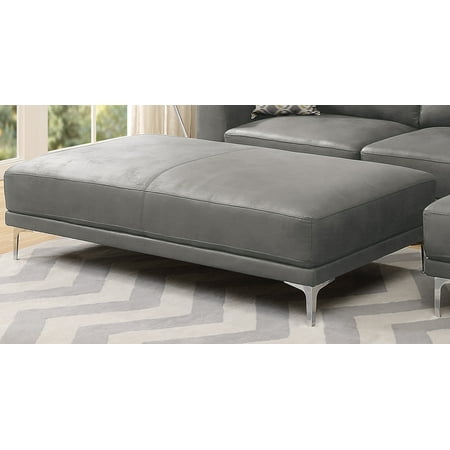 Poundex Cocktail Ottoman- Antique Grey Leather Gel