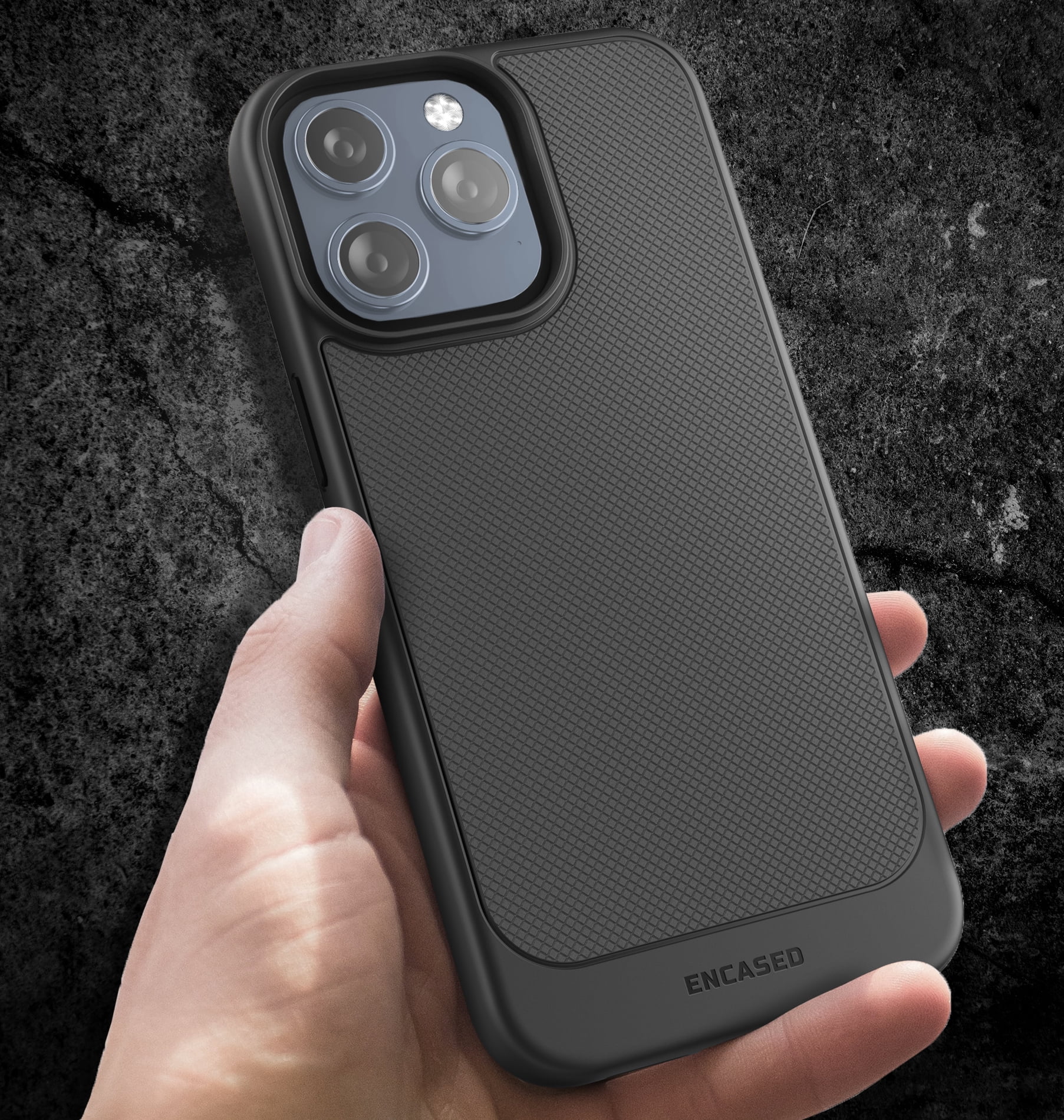 Encased Thin Armor Designed for iPhone 15 Pro Belt Clip Case, Slim Phone Case with Holster (Black)