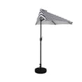 thumbnail image 2 of 9 ft Half Market Umbella with Black Round Free Standing Plastic Base, Gray/White Stripe, 2 of 3