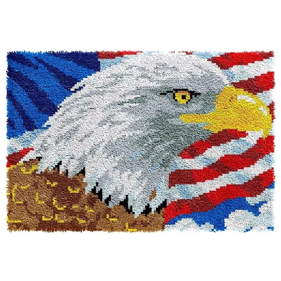 Latch Hook Rug Kits for Adults Hawk Tapestry Kits Rug Making Kits Embroidery Kits DIY Crochet Yarn Kits for Beginners Adults Kids Craft Kit Creative Gift