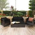 thumbnail image 2 of Patiojoy Outdoor Wicker Coversation Set with Removable Cushions Black, 5 Piece, 2 of 6