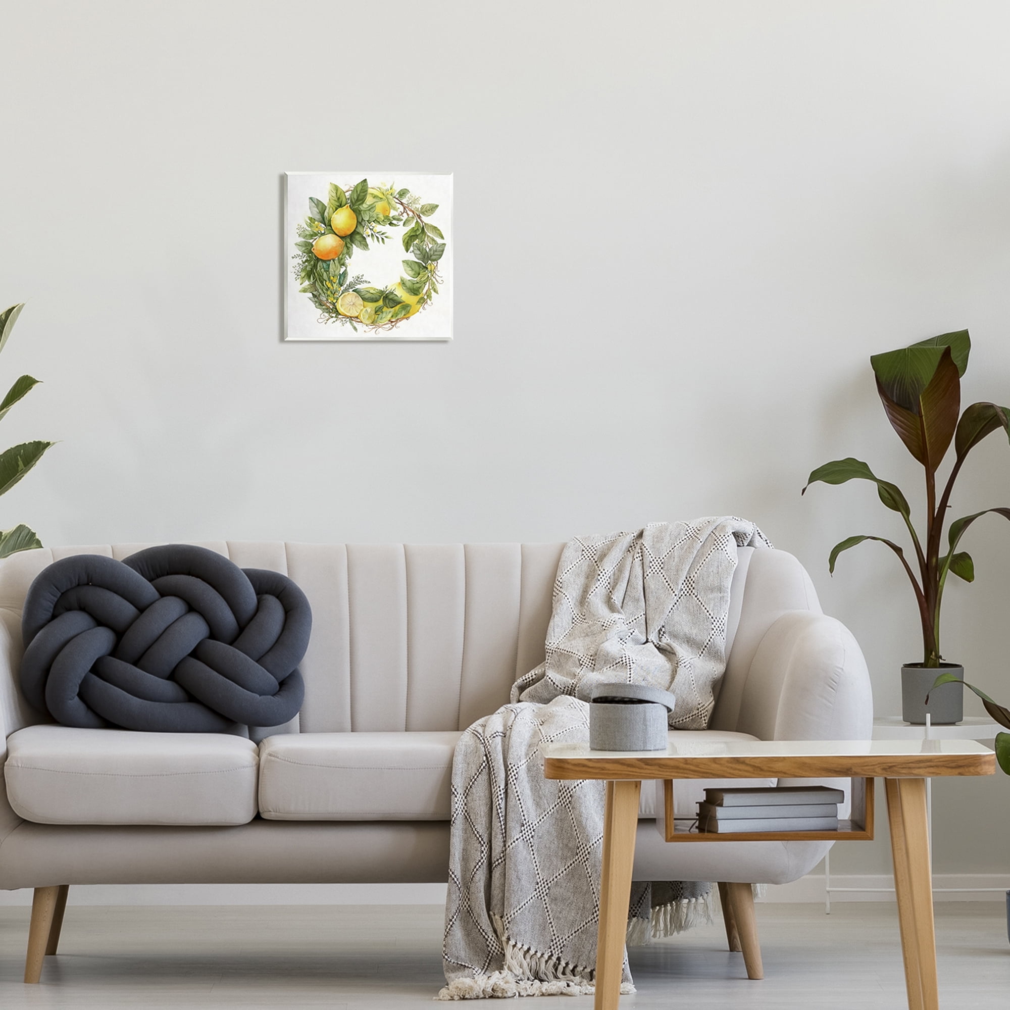 Stupell Citrus Lemons Greenery Wreath Botanical & Floral Painting Wall Plaque Unframed Art Print Wall Art