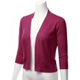 thumbnail image 2 of TheLovely Women's 3/4 Sleeve Solid Open Front Cropped Bolero Shurug Light Cardigan, 2 of 5