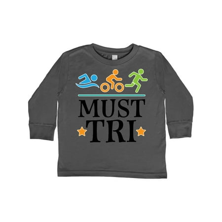 

Inktastic Triathlon Sports Gift Must Tri Gift Toddler Boy or Toddler Girl Long Sleeve T-Shirt