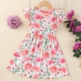 thumbnail image 3 of Toddler Dresses Sizes 4-5 Years A-Line Fly Sleeve Floral Prints Dance Party Fit & Flare Adorable Daily Colorful Lightweight Delicate Pink Tutu Dress, 3 of 6