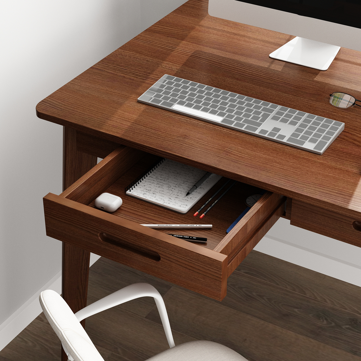KULAGAGA Adult Desks, Single Piece with Manual, 39.4" x 21.7", Walnut, 1 Count