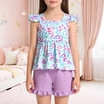 thumbnail image 3 of EnJoCho Kid Girls Clothes Outfits Bowknot T-Shirt + 2 In 1 Denim Short Skort Summer Clothing Set, Girls Shirt and Shorts Set Kindergarten Starter Pack Size 4-10 Years, 3 of 9