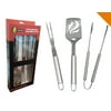 BBQ Grill Tools Set - Heavy Duty 20% Thicker Stainless Steel - Professional Grade Barbecue Accessories - 3 Piece Utensils Kit Includes Spatula Tongs & Fork - Unique Birthday Gift Idea For Dad