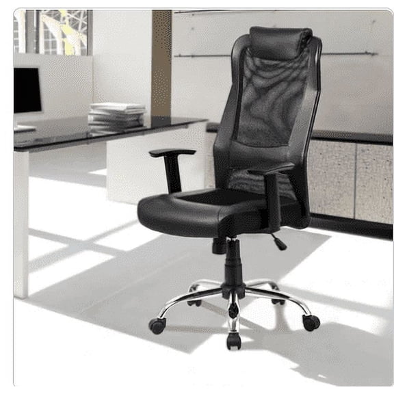 Ergonomic High Back Office Chair ,Mesh Desk Chair W/ Lumbar Support and Rolling Wheels, Adjustable Headrest Backrest Armrest,Black