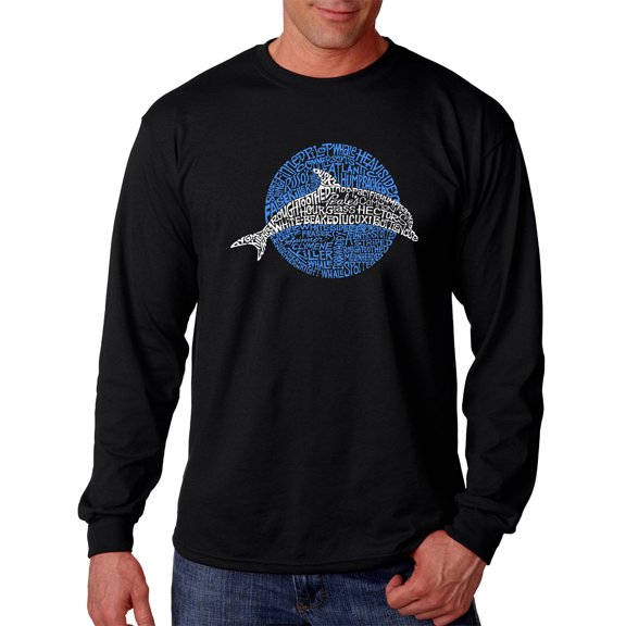 LA Pop Art Men's Word Art Long Sleeve T-shirt - Species of Dolphin