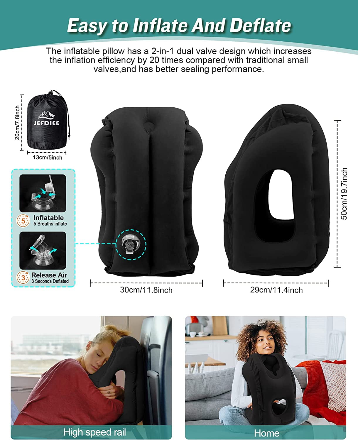 KINSCO Inflatable Travel Pillow，Airplane Neck Pillow for Airplane, Train,  car Backseat, Office Lunch Break, Provides You a Comfortable Sleeping