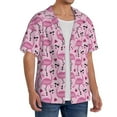 thumbnail image 4 of Xecao offers the Cute Watermelon Flamingo for Men's Casual Short-sleeved Shirt, a button-up collared shirt with a pocket, perfect for beach vacations and yacht travel in the X-Large size., 4 of 7