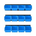 thumbnail image 7 of Wall Mounted Storage Bins Plastic Hanging Storage Organizer Bins Garage Tool Storage System for Screws Nuts Bolts Nails and Small Hardware Parts 12x bins 3 x rails Blue, 7 of 7