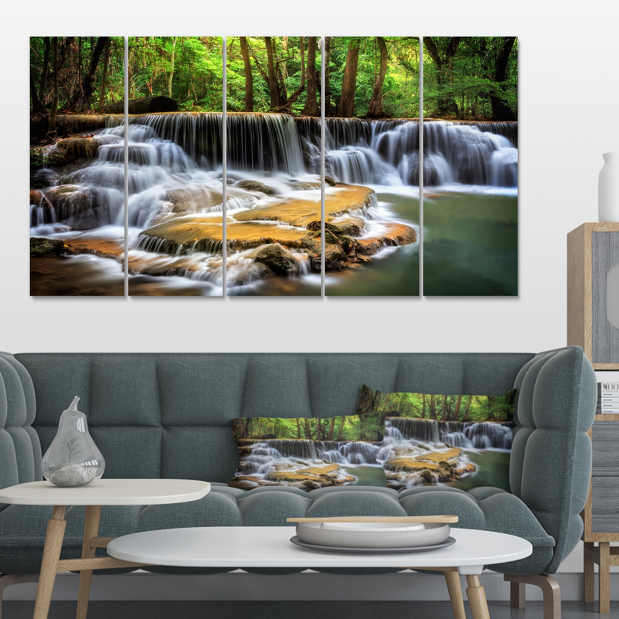 Designart 'Level Six of Huai Mae Kamin Waterfall ' Canvas Print