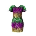 thumbnail image 6 of Cagogo Under $10 Womens Sequin Mini Dress Short Sleeve Sparkly Bodycon Dress Glitter Party Concert Dress Dance Disco Clubwear, 6 of 9