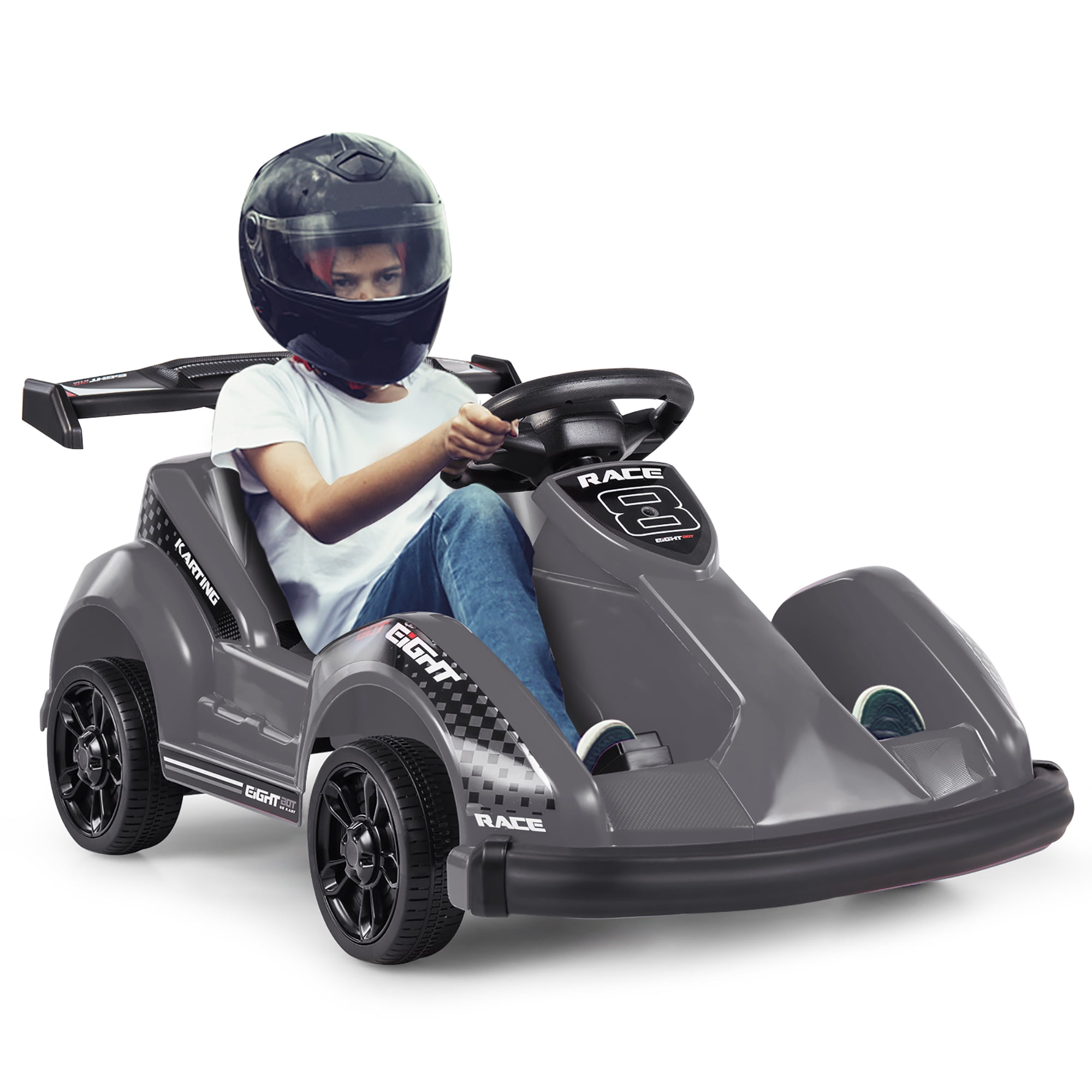 Gymax 6V Battery-Powered Kids Go Kart, 4-Wheel RC Toy