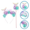 thumbnail image 2 of KAKOWELY 1 juego de diadema con corona de sirena, cola de sirena con lentejuelas, aro para el pelo, varita de hada, accesorios para disfraz de sirena, 2 of 4