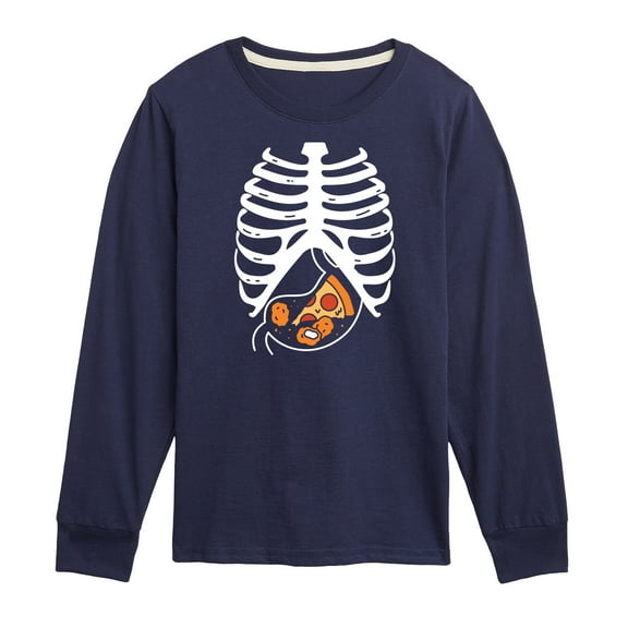 Instant Message - Pizza Nuggets Skeleton - Toddler & Youth Long Sleeve Graphic T-Shirt