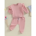 thumbnail image 3 of Bagilaanoe 2PCS Baby Girl Pants Set Newborn Long Sleeve Sweatshirt Pullover Tops + Sweatpants 6M 12M 18M 24M Infant Casual Sweatsuits, 3 of 8