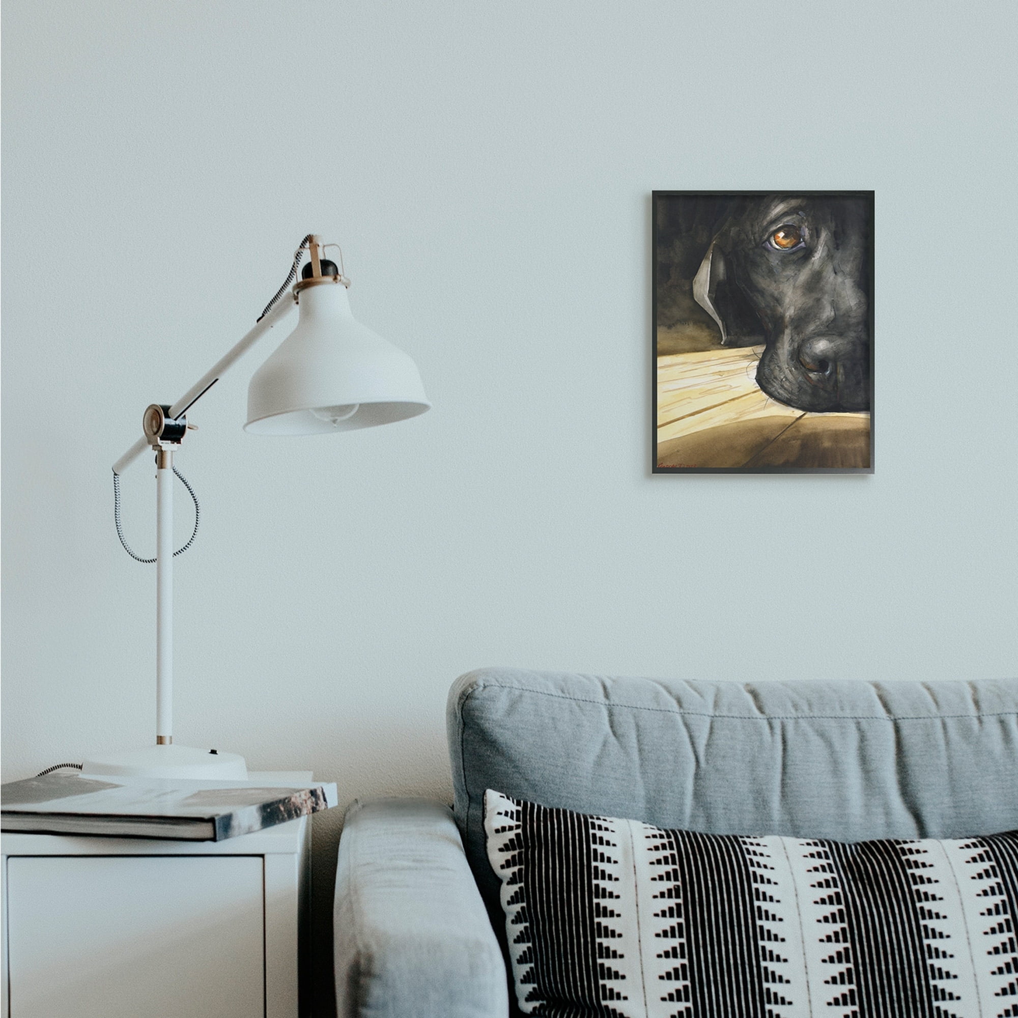 Stupell Industries Labrador Resting Pet Dog Portrait Brown Black Black Framed, 11 x 14, Design by George Dyachenko
