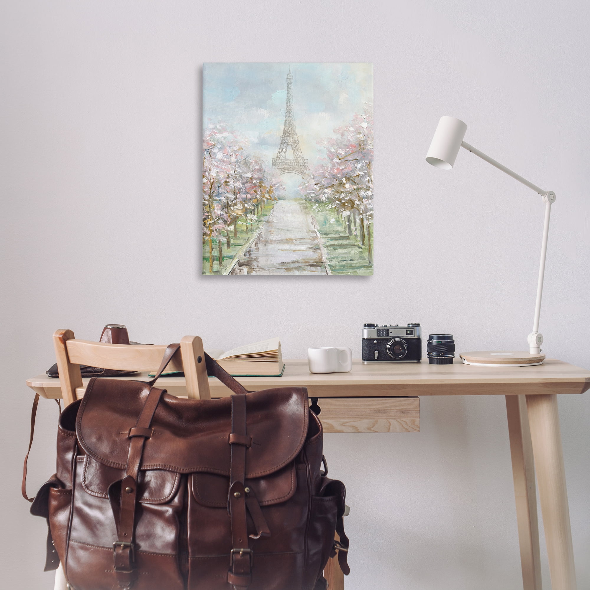 Stupell Industries Eiffel Tower & Tree Grove Scenic & Cityscapes Painting Wrapped Canvas Art Print Wall Art, 30 x 40