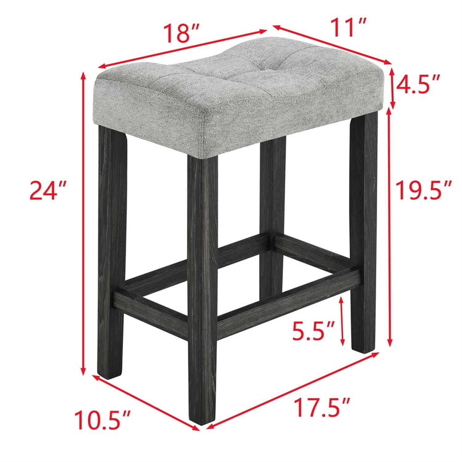 Demi Bonn 5-Piece Dining Table Set with 4 Upholstered Bar Stool, Industrial Kitchen Bar Table Furniture Sets for Living Room, Apartment, Black