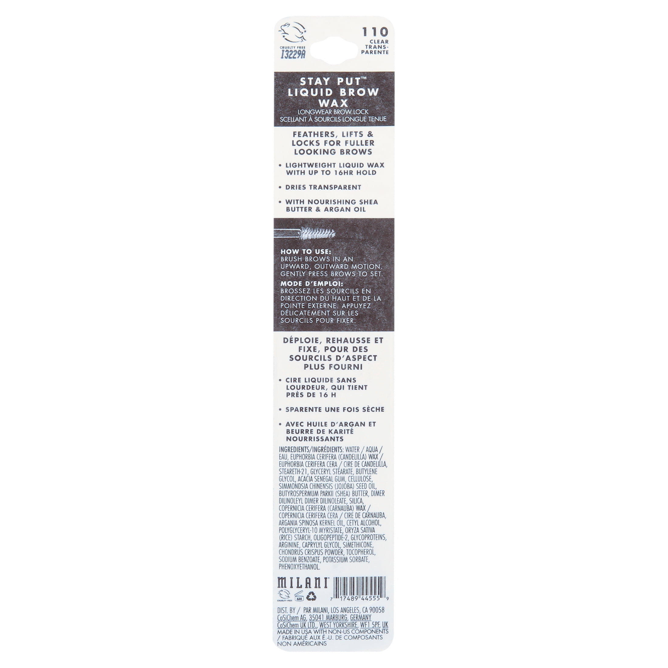 Milani Stay Put Liquid Brow Wax, Clear