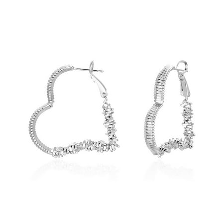 Leander Women's Sterling Silver/18K Gold Plated French Heart-Shaped Earrings. Lightweight, stylish, and hypoallergenic.