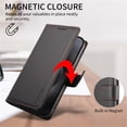 thumbnail image 4 of For Samsung Galaxy S25 Ultra 5G 6.9inch Phone Case Wallet, RFID Blocking Magnetic Buckle Flip Leather TPU Cover with Card Holder Wrist Strap Shockproof Phone Case,Black,For Galaxy S25 Ultra 5G, 4 of 9