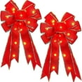 thumbnail image 2 of 2-Piece Large Red Velvet Christmas Bows with Glitter - 11x19.6 Inch Wreath Bows for Front Door, Tree Topper, and Indoor Outdoor Decor, 2 of 5