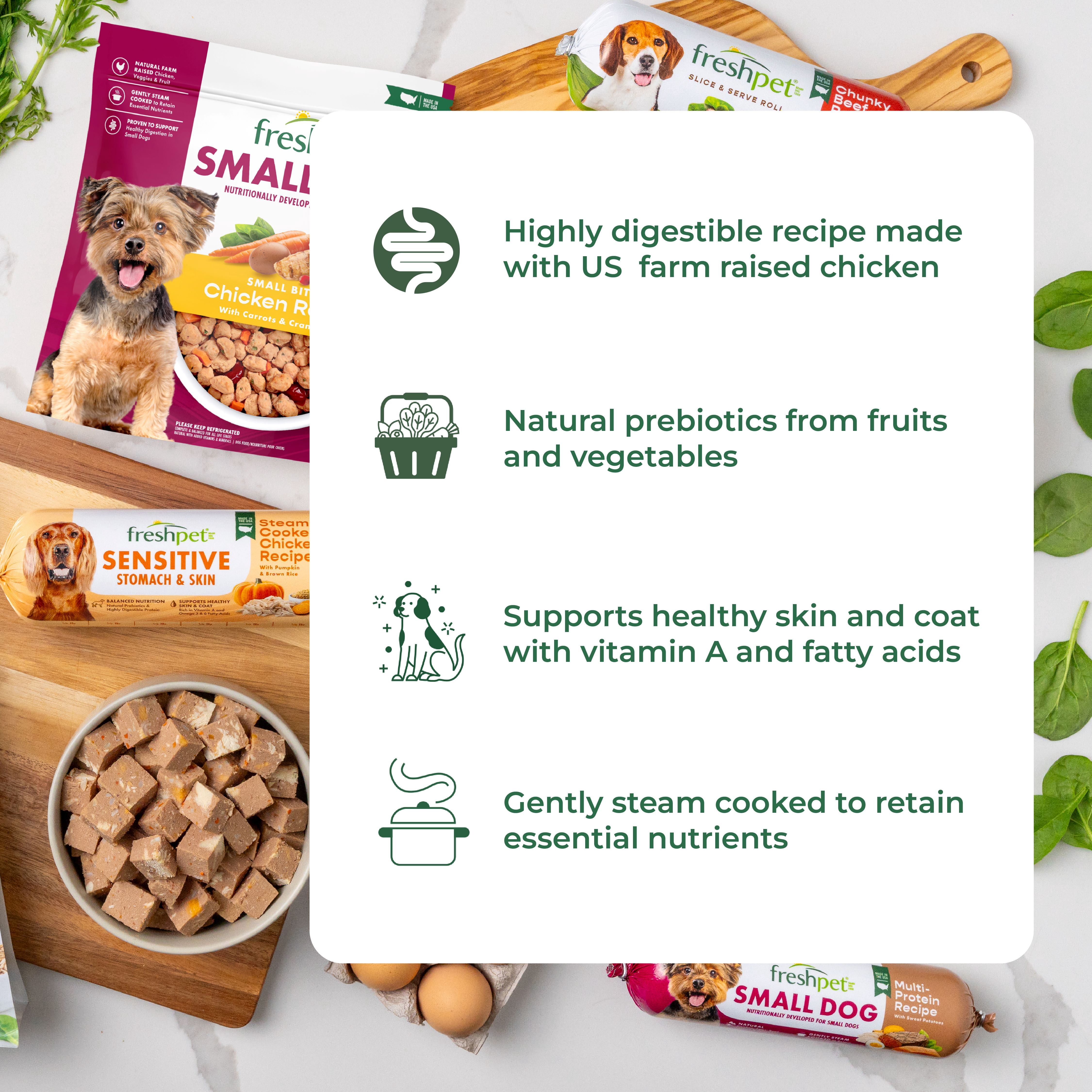 (4 pack) Freshpet Fresh Dog Food, Sensitive Stomach & Skin Chicken Recipe, Slice & Serve Roll, 1.5 lb.