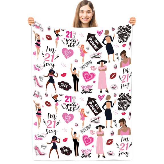 21 Year Old Girl Birthday Gifts, Girls 21st Birthday Decorations, Birthday Gifts for 21 Year Old Girls, 21st Birthday Blanket Birthday Gifts Ideas for 21 Year Old Girls Super Soft Blanket(30"x40")