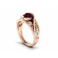 thumbnail image 6 of HeartsAndYou 2ct Natural Garnet & Diamond Leaf Vine Solitaire Accent Ring 14k SOLID Rose Gold, 6 of 9