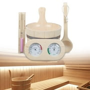 5 Pieces SPA Accessory, Sauna Thermometer, Handmade 4L Wooden Sauna Bucket, Hourglass for Sauna, Steam Room, Bathroom, SPA