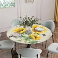 thumbnail image 5 of Sunflowers Round Tablecloth for 36-44 Inch Tables,Fitted Table Cover with Elastic Edge,Farmhouse Botanical Yellow Flowers Bee Retro Waterproof Outdoor Table Cloth Protector for Patio Garden Dinner, 5 of 9
