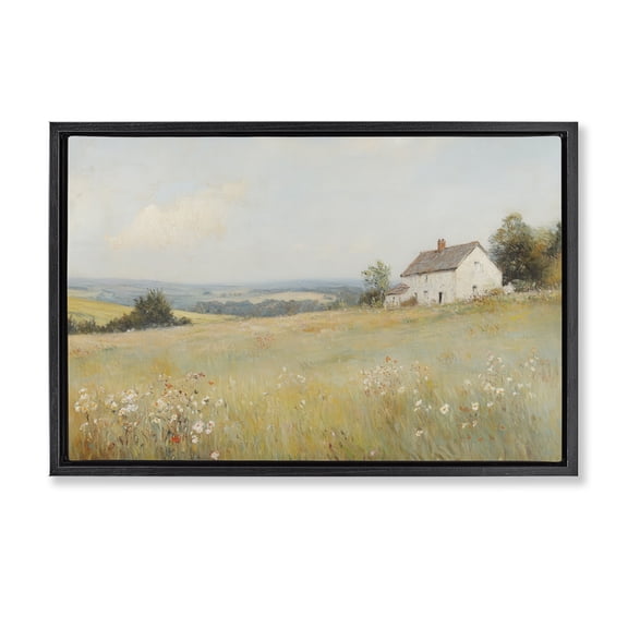 Stupell Industries Little House In The Prairie Black Framed Floater Canvas Wall Art, design by Petal Prints Design