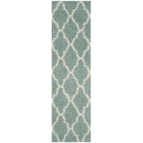SAFAVIEH Dallas Belinda Geometric Shag Runner Rug, Ivory/Grey, 2'3" x 12'