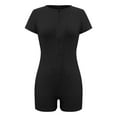 thumbnail image 6 of SELONE Jumpsuits for Women Casual Short Athletic Bodycon Workout Sports Long Pant Gym Ladies Travel Comfortable Vacation Womens Jumpers and Rompers Casual Short Sleeve Solid Color V Neck Black M, 6 of 9